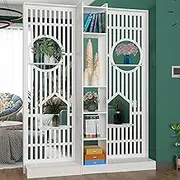 Wall Room Divider, Wood Room Divider Screen, Storage Cabinet with Shelves, Decorative Room Separator Screen, Wall Privacy Screens for Home Office Decorative(L150xxW30xH191cm)