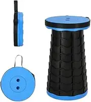 Portable Folding Telescopic Stool, 25 cm Diameter, 45 cm Height, Lightweight Camping Chair, Blue-Black