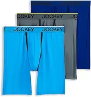 [Jockey] Men's Underwear Chafe Proof Pouch Microfiber 8.5" Long Leg Boxer Brief - 3 Pack, Bright Aqua/Iron Grey/Blue Jay Out, XL, Bright Aqua/Iron Grey/Blue Jay Out, X-Large