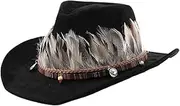 Fiocias Western Cowboy Hat Stylish Wide Brim Sun Hat for Themed Party Camping Stage Show