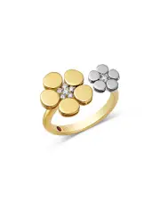 Roberto Coin 18K White & Yellow Gold Daisy Diamond Cuff Ring
