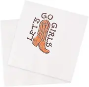 VOWFOO Let's Go Girls Cowboy Boots Country Cocktail Napkins Cowgirl Vintage Western Antique Party Disposable Paper Napkins 100Pcs 4.5 x 4.5 2-ply (Let's Go Girls Cowboy Boots)