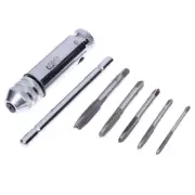 Easy to Use Adjustable Ratcheting Tap Wrench & Set of 5 Metric Screw Taps