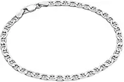 [Generic] 925 Sterling Silver Solid Diamond-Cut Mariner Link Chain Bracelet for Men Women