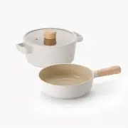NEOFLAM FIKA Petit Cookware Set, Nonstick Ceramic Coating Pot with Lid & Wok Pan