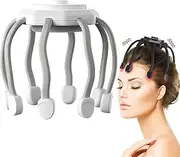 Ultra Scalp Massager, Electric Head Massager Scalp Stress Relax, 360 Degree Vibrating Scalp Massager with 3 Modes, 8 Vibrating Contacts for Stress Relax (White)