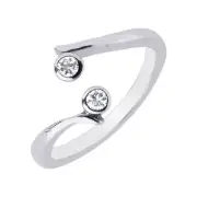 Sterling Silver 2 Cubic Zirconia Crossover Adjustable Ring or Toe Ring