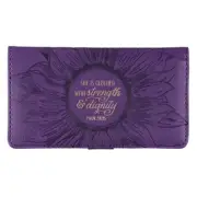 Purple Faux Leather Checkbook Cover for Women with Inspirational Scripture,