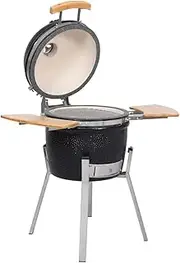 vidaXL Kamado Barbecue Grill Smoker Sturdy Outdoor Garden Patio BBQ Cooking Smoking Grilling Appliance with Side Shelves Ceramic 76cm