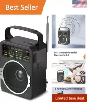 5W Lightweight Portable AM/FM Radio with Bluetooth - Ultimate Outdoor Companion