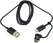 USB Type-C (USB-C) Micro USB 2-in-1 Adapter Cable Data Sync Power Supply Charger Cord 2A Fast Charging 1.5M (Black)