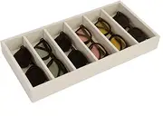 FACAICAI Sunglass Organizer Tray, Beige Velvet Glasses Organizer Trays, Eyeglasses Watches Jewelry Display Organizer Tray Box for Men Women (6 Grids Beige)