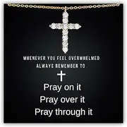 SilverLining Creation Cross Necklace for Women – Christian Gifts Religious Gifts for Women, Baptism Gifts for Women, 18K Gold Plated, 5A Zirconia, Triple-Layered Finish, Size 17-19''