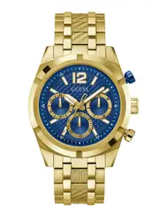 GUESS Men's Gold Resistance Blue Link Watch