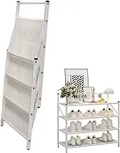 Opilroyn Shoe Rack Storage, Folding Shoe Rack - Shoe Storage Rack Metal Shoe Organiser Shoe Rack Freestanding No Installation Corner Shoe Rack for Corner Entrance Area