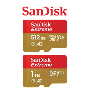 SANDISK 512G 1TB EXTREME MicroSDXC UHS-I A2 U3 記憶卡 讀190 寫130