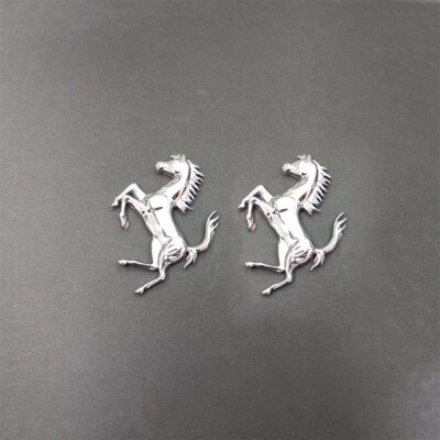 Ferrari Prancing Horse Chrome Silver Badge Copper Set Emblem 7*4.8CM(Fit Many) (for: Ferrari)