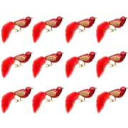 12x LVD Glass Clip Bird Rouge Decorative Sculpture Ornament Home/Lounge Decor