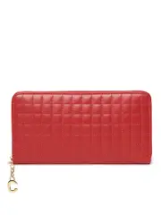 Celine Long Wallet in Quilted Red Leather