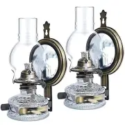 2 Pieces Large Kerosene Lamp Lantern Wall Mounted Kerosene Lamps Vintage Glas...