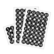 1Pcs Round Number Stickers 50mm Number 1-100 Self Adhesive PVC Label White/Black