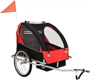 Kids Bike Trailer Sturdy Steel Frame Bike Cargo Trailer, Sporting Outdoor Child Trailers with Wheel Reflectors, Bicycle Storage Trailers, 2-in-1 Kids' Stroller, Recreation Cycling Travel