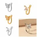 Copper Butterfly Nose Ring Zircon Non Pierced Ear Clip Cuff Party
