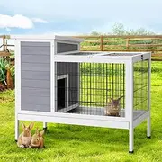 Rabbit Hutch 97cm x 49cm x 86cm Chicken Coop Large Run Wooden Outdoor Cage House