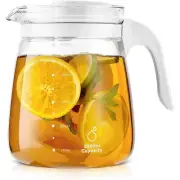 Glass Water Pitcher 60 oz HIHUOS Carafe with Lid and Handle Iced Tea Pitcher
