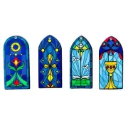 Stained Glass Embellishment Set Church Religion - Craft Sewing Scrap