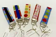 5 One of a Kind Handmade Fabric Keychain Lot - Great Teacher or Girlfriend Gifts