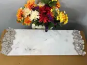 NIB MICHAEL ARAM Cherry Blossom Collection Marble Serving Cheese Cutting Board