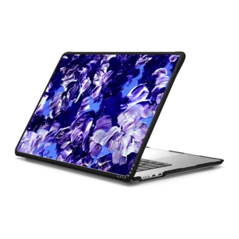 MacBook Air 15-inch (M2 - M4) Impact Case FLORAL FANTASY 2 - Bold Vibrant Girly Chic Floral Abstract Acrylic Textural Painting Design Modern Deep Violet Purple Perwinkle Indigo Blue Flowers Garden Floral Fine Art Pattern