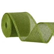 Burlap Wired Ribbons, 2.4inch x 5yards Natural Burlap Weave Ribbon, Army Green