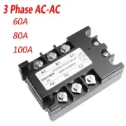 Solid State Relay Three Phase Cover SSR 90-280V AC 20mA AC to AC 60A 80A 100A