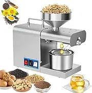Automatic Oil Press Machine, Electric Stainless Steel Oil Press, Commercial Nuts Seeds Oil Grinder, Cold Oil Squeezer Extraction Machine, Automatic Heating Oil Press for Grain Spices Coffee Beans Corn