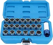 Brilluxa Wheel Lock Nut Key Set, Lug Nut Removal Tool Kit, Stud Extractor Socket Set, 21pcs Nut Removal Tool for Car Maintenance