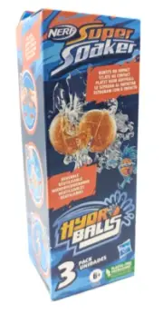 Nerf Super Soaker Hydro Balls 3-Pack, Reusable Water-Filled Balls