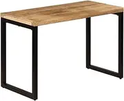 Dining Table 115x55x76 cm Solid Mango Wood and Steel,Kitchen & Dining Room Tables-247331