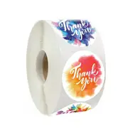 500pcs/roll Floral Thank You Stickers 1 inch Circle Paper Wedding Favors Baking Envelope Seal Labels Shipping Business Label Stickers