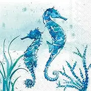 Aquaworld Seahorse Party Napkins- 40 Count | 2 packs of 20CT Beverage Napkins - 5" x 5"
