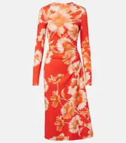 [Erdem] Erdem Floral draped ponte jersey midi dress AU 14 red