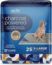 Pet Life Unlimited Charcoal Extra Large Puppy Pads, Pee Pads for Dogs, Dog Training Pads - Odor Controlling Fragrance Free Dog Pee Pads - 26" x 30" - 25 Count (XL)