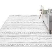 Catzon Modern Rug Fluffy Geometric Washable Non-slip Carpet for Living Room-Q