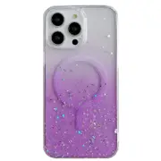 For iPhone 15 Case, Compatible with MagSafe Clear Glitter Cover, Purple