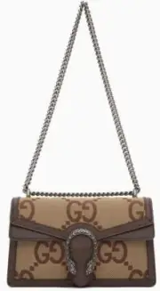 NEW GUCCI BROWN & CAMEL BEIGE MAXI GG CANVAS BROWN LEATHER DIONYSUS SHOULDER BAG