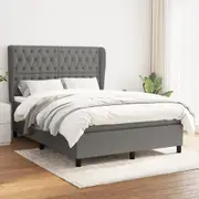 Box Spring Bed with Mattress Dark Grey Fabric Double/Queen vidaXL