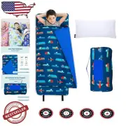 Kids Nap Mat with Pillow - Cozy Cotton Sleep Mat for School & Travel (50"l x ...