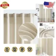 Elegant Heathered Beige Linen Textured Curtains - 96 Inch Light Filtering Drapes