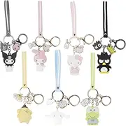 [PowMate] 7PCS Cute Keychain Set Anime Cartoon Figure Pendant Kawaii Car Keychain Accessories for Women, Multicolor, Small